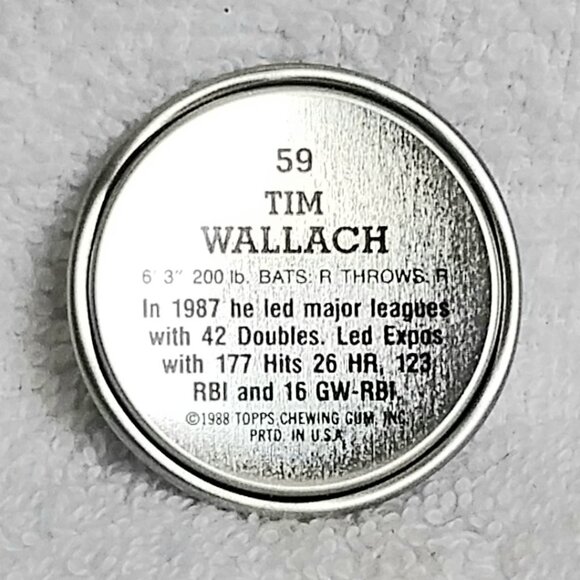 3/$20 Vintage & Mint 1988 Topps MLB Tim Wallach 1/2" Metal Coin 59/60!! - Picture 2 of 2